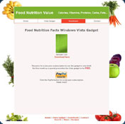 Food Nutrition Facts Vista Gadget