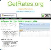 GetRates Historical Forex Data Add-In for Excel 2007